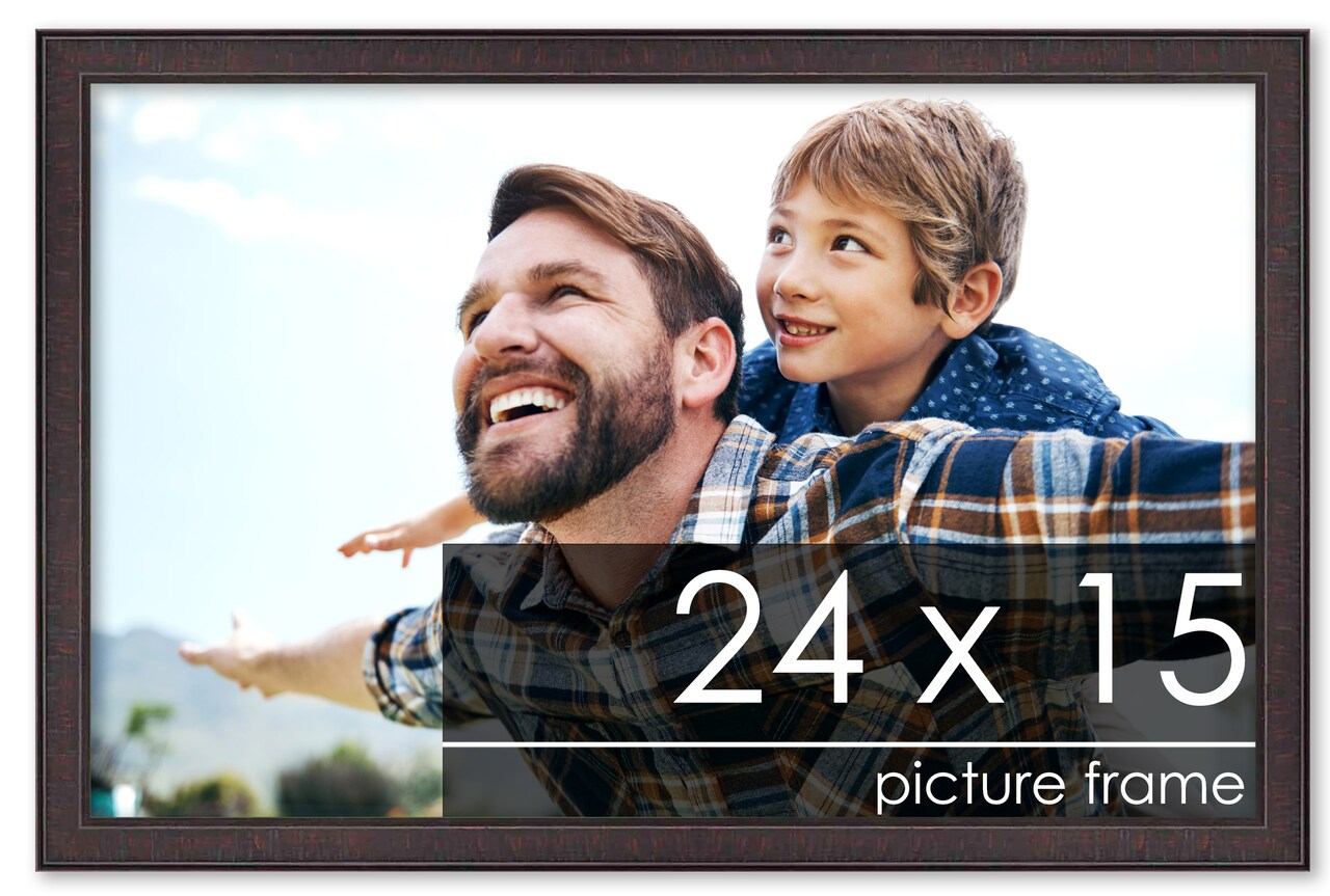 Textured Brown Picture Frame - UV Acrylic, Backing Board, Hanging Hardware Included